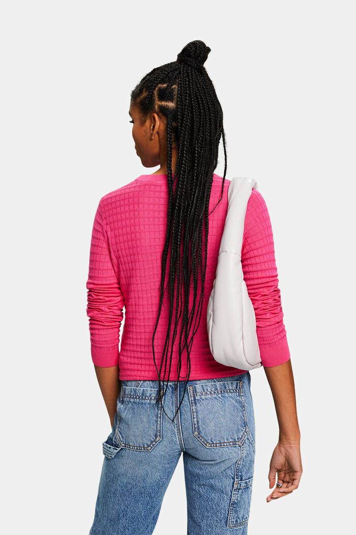 Structured Knit Sweater, PINK FUCHSIA, detail image number 2