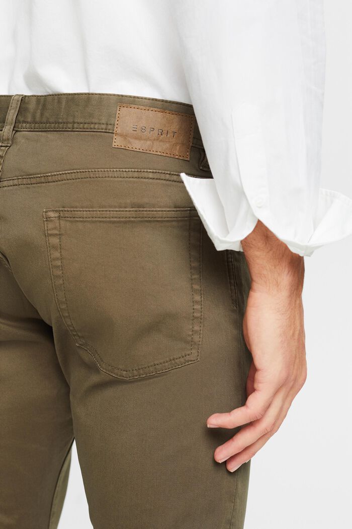 Slim fit trousers, organic cotton, DARK KHAKI, detail image number 3