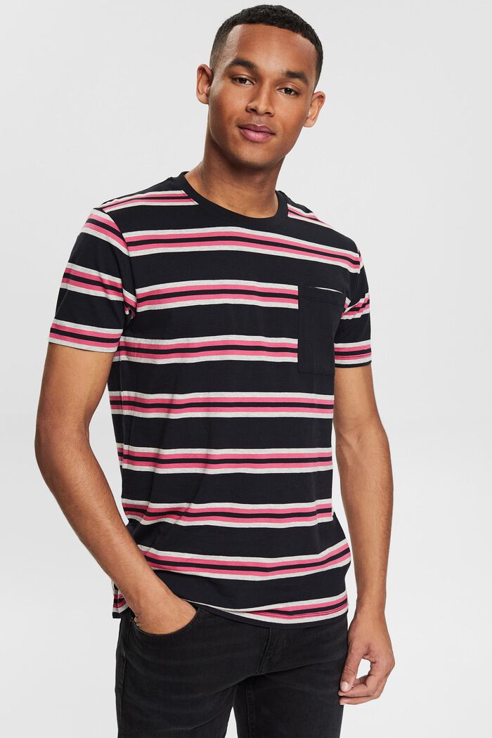 Striped jersey T--shirt with a breast pocket