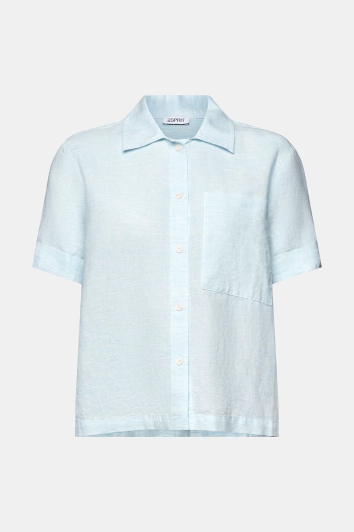 Cotton-Linen Shirt Blouse, LIGHT TURQUOISE, detail image number 6