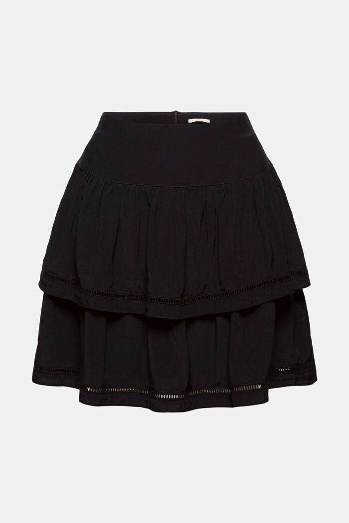 Short flounce skirt, LENZING™ ECOVERO™, BLACK, detail image number 6