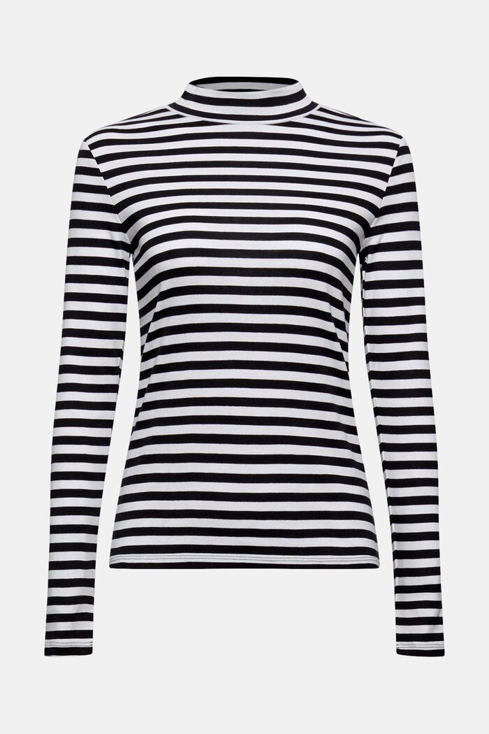 Striped long sleeve top made of 100% organic cotton, BLACK, detail image number 0