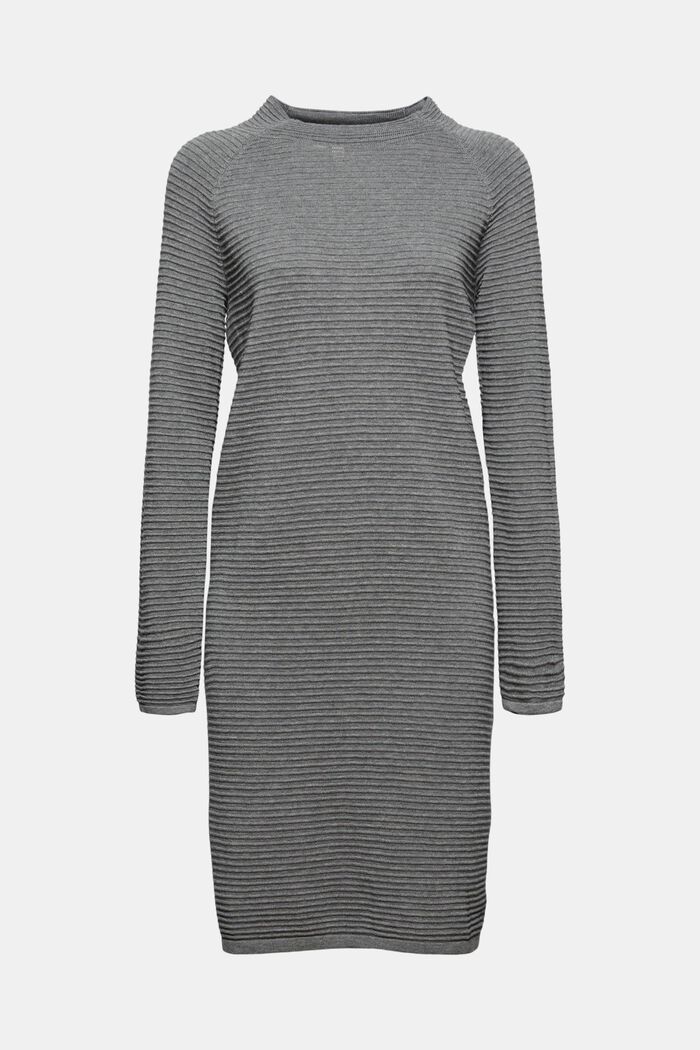 Rib knit dress, 100% organic cotton, GUNMETAL, detail image number 0