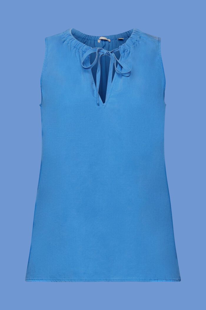 Sleeveless blouse with elastic collar, BRIGHT BLUE, detail image number 6