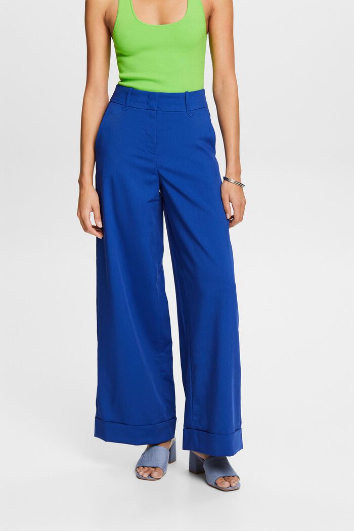 Twill Wide Leg Pants, BRIGHT BLUE, detail image number 0