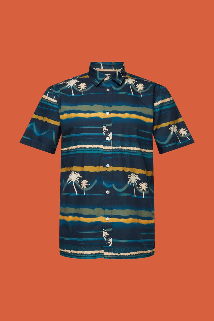 Patterned short sleeve shirt, 100% cotton, NAVY, detail image number 6