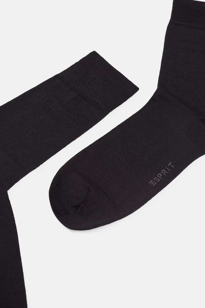 Double pack of fine knit socks with new wool, BLACK, detail image number 1