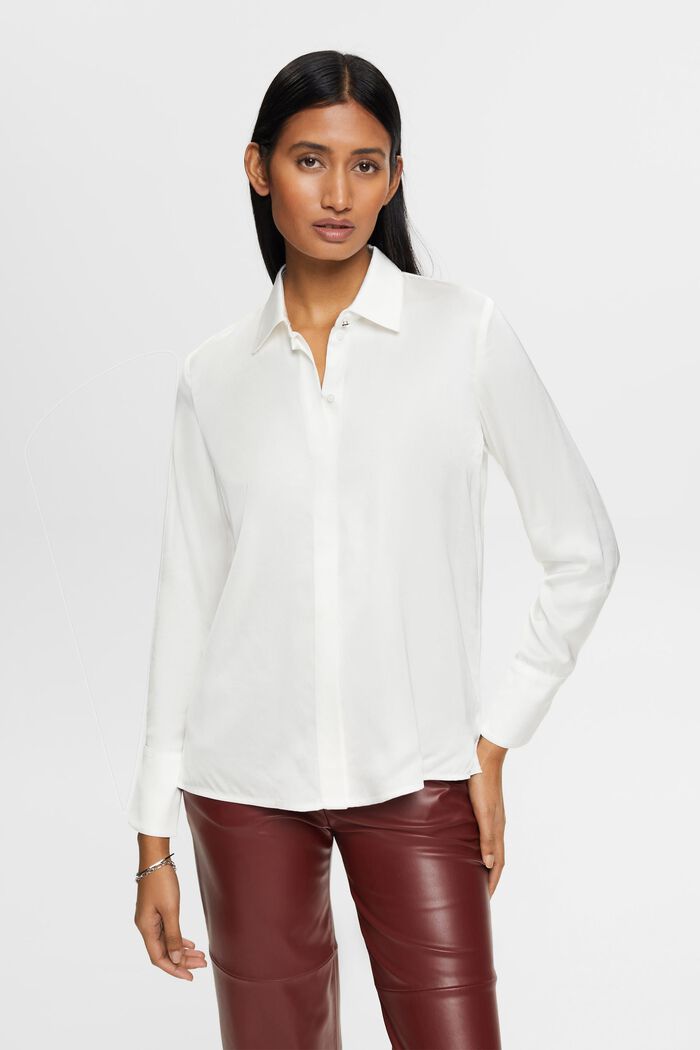 Satin blouse, OFF WHITE, detail image number 0