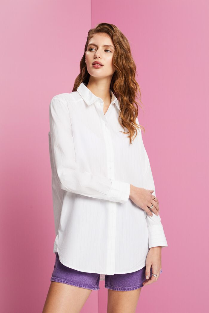 Shirt blouse, 100% cotton, WHITE, detail image number 0
