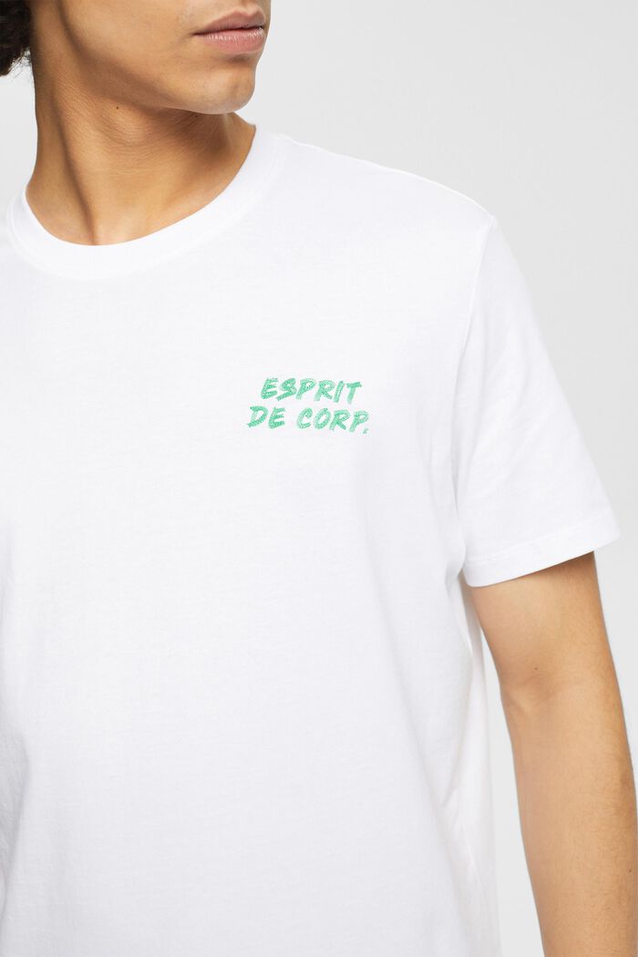Jersey T-shirt with an embroidered logo, WHITE, detail image number 2