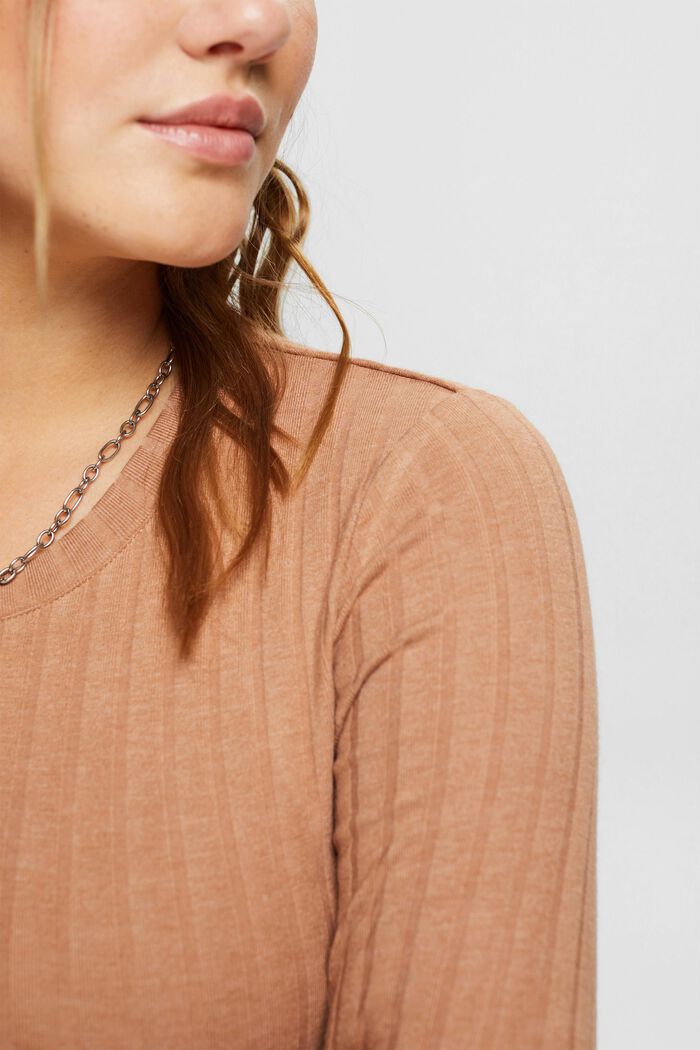 Short long sleeve top, LIGHT TAUPE, detail image number 0