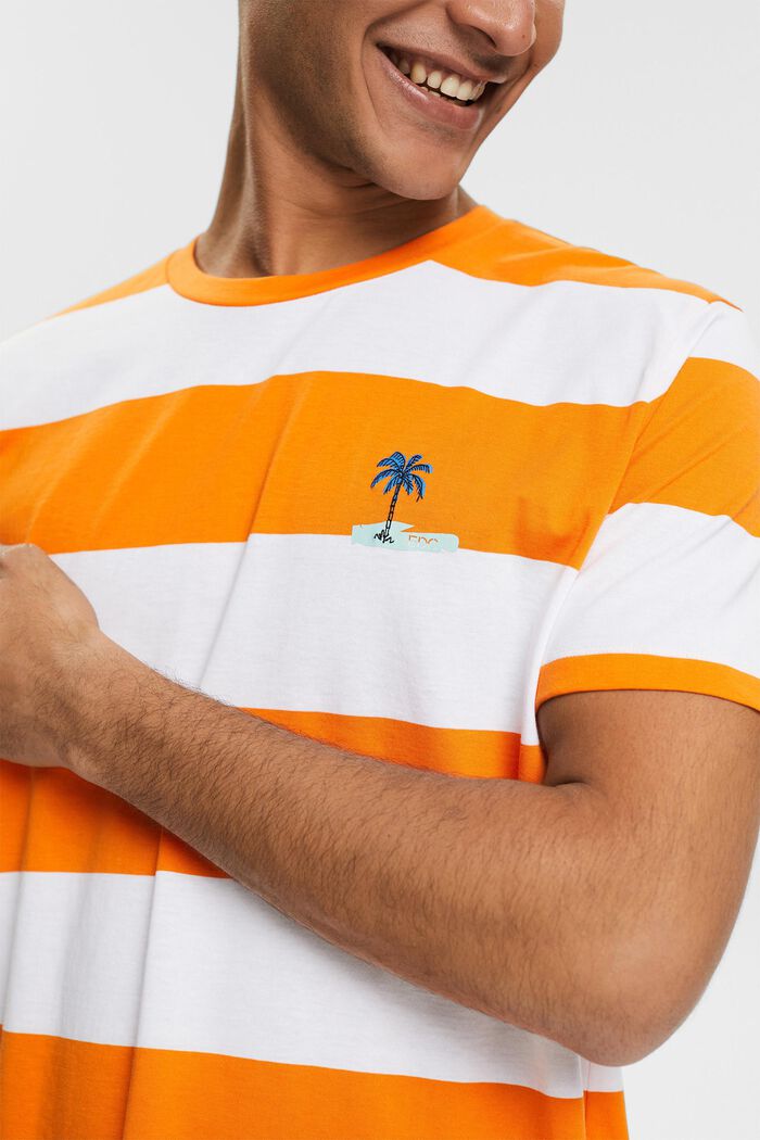 Jersey T-shirt with stripes and a print, ORANGE, detail image number 2