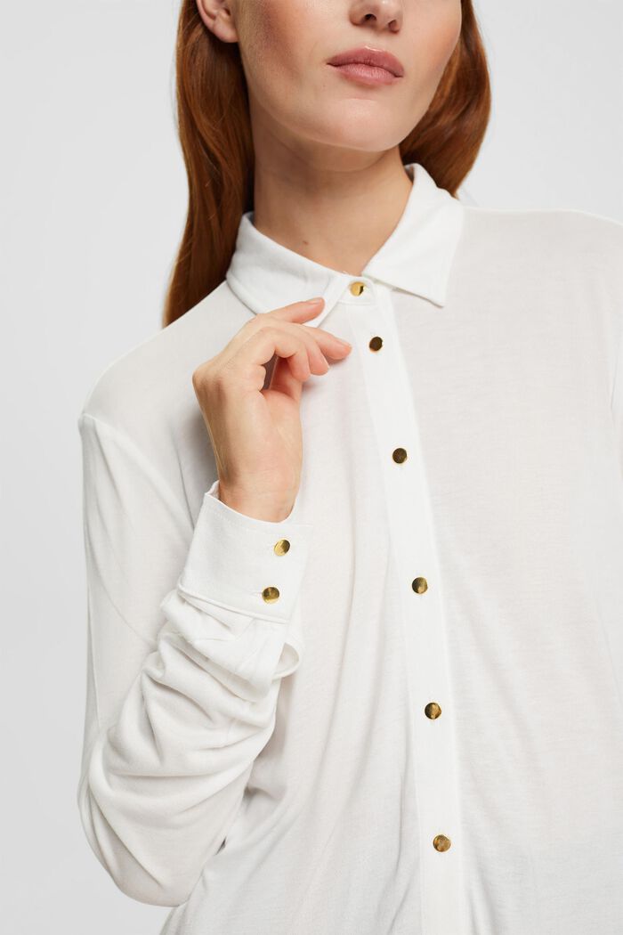Buttoned long-sleeved top, LENZING™ ECOVERO™, OFF WHITE, detail image number 3