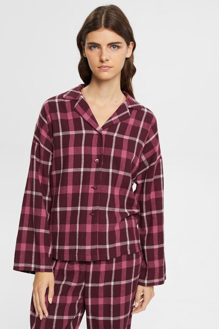 Checked flannel pyjama set, BORDEAUX RED, detail image number 0
