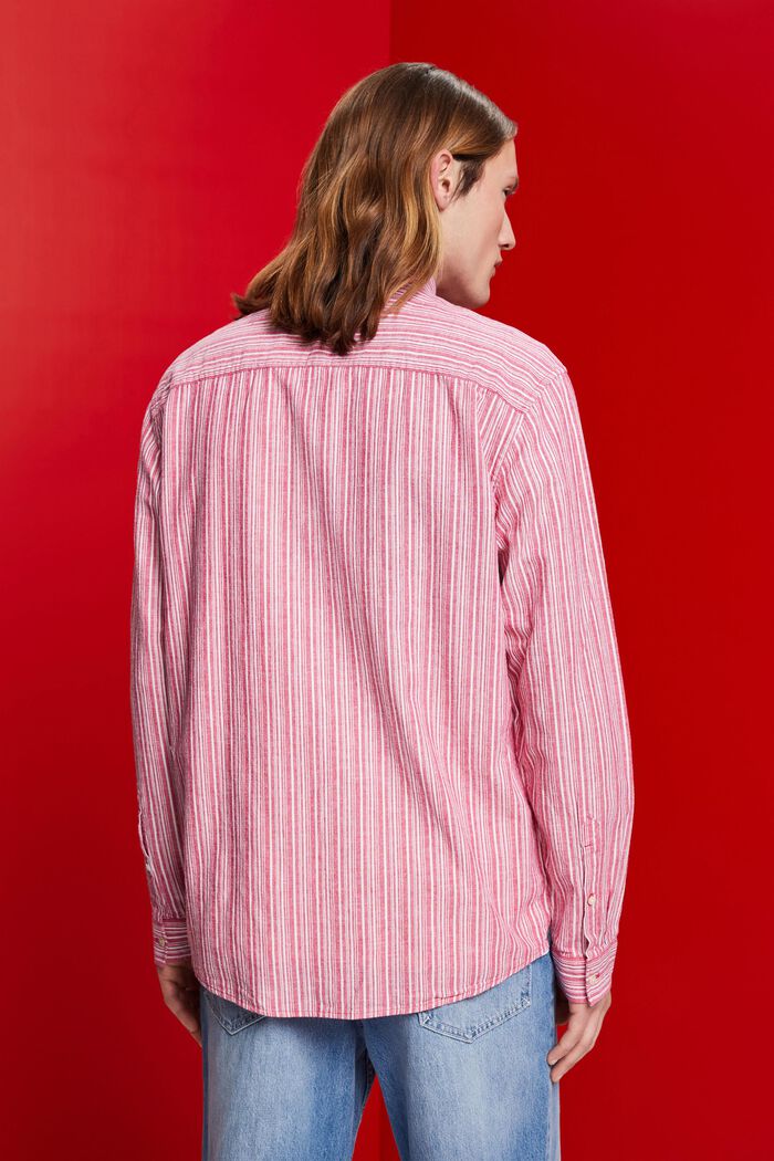 Striped shirt with linen, DARK PINK, detail image number 3