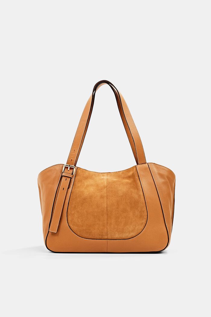 Suede and smooth leather handbag
