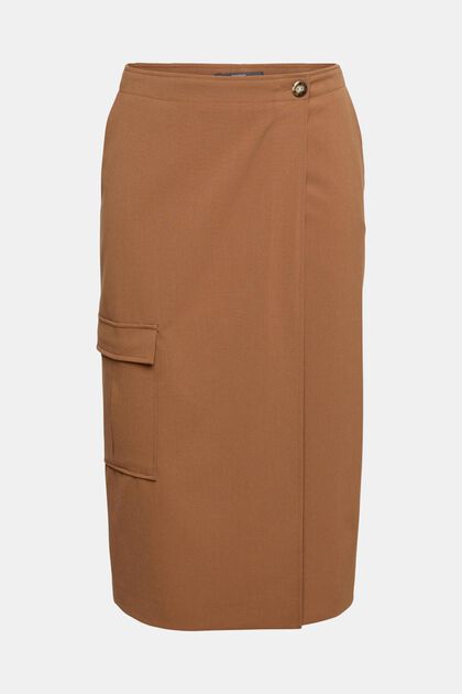 Cargo-style wrap-over skirt, CARAMEL, overview