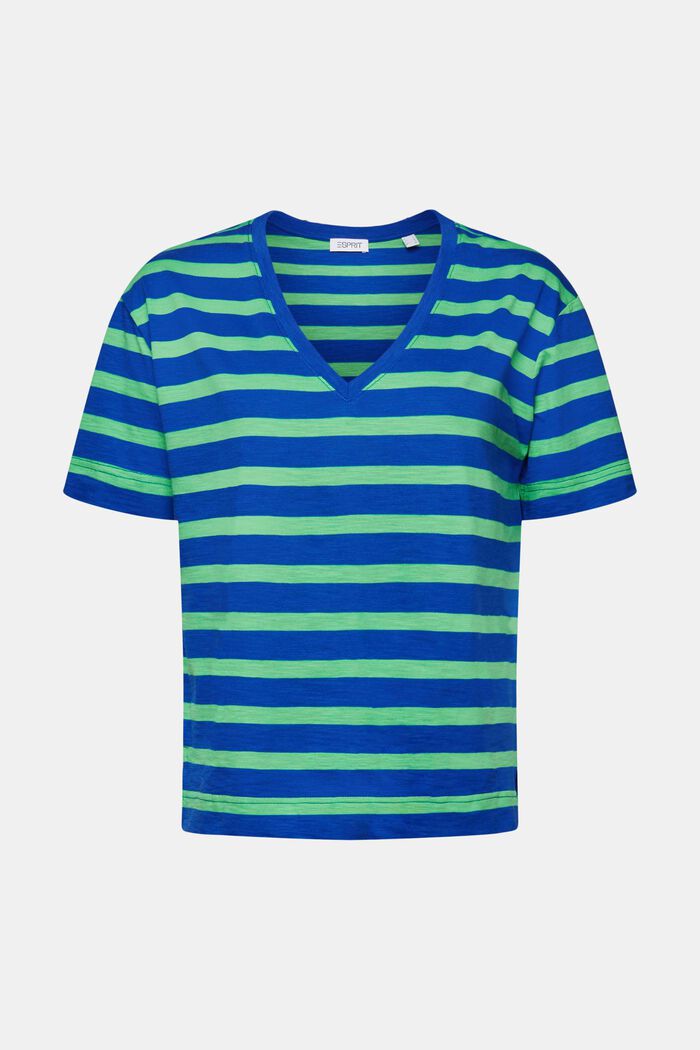 Striped V-Neck T-Shirt, BRIGHT BLUE, detail image number 6