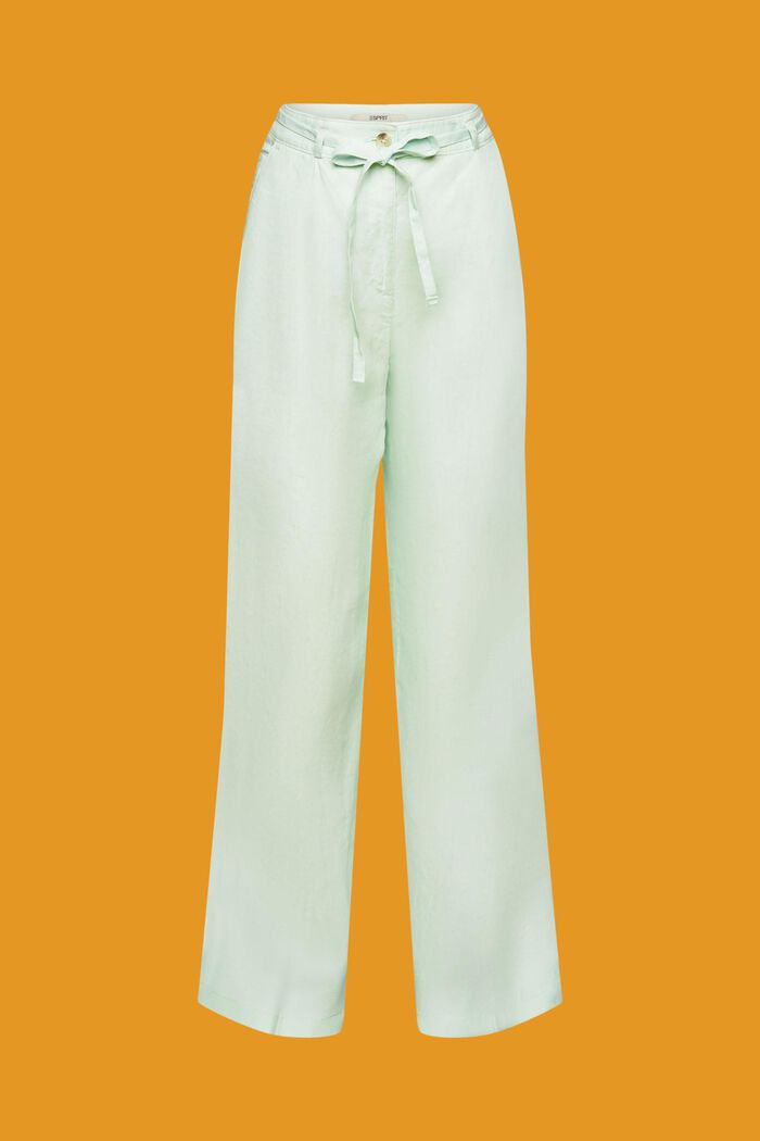 Wide Leg Linen Pants, PASTEL GREEN, detail image number 7