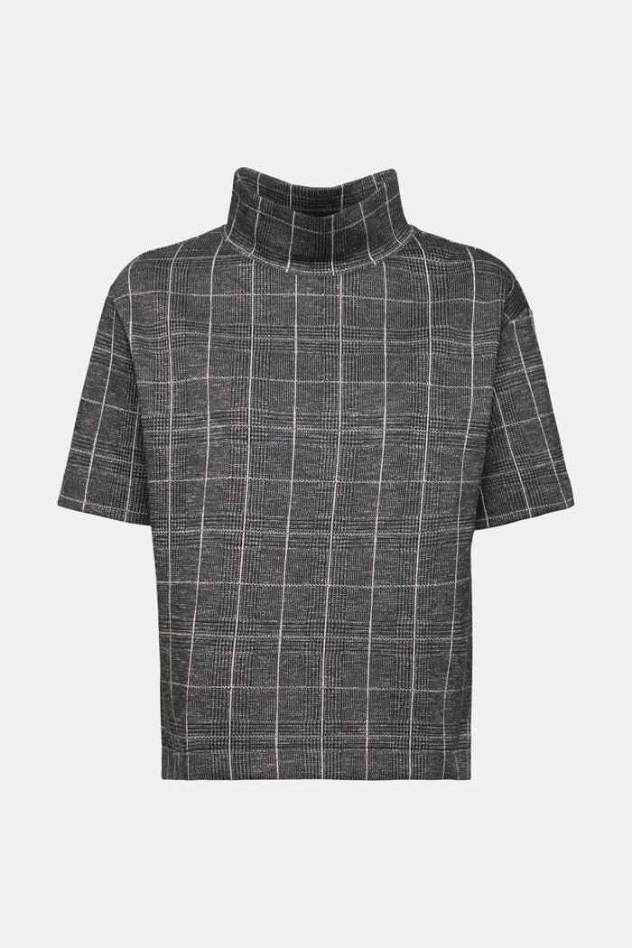 Checked short sleeve sweater