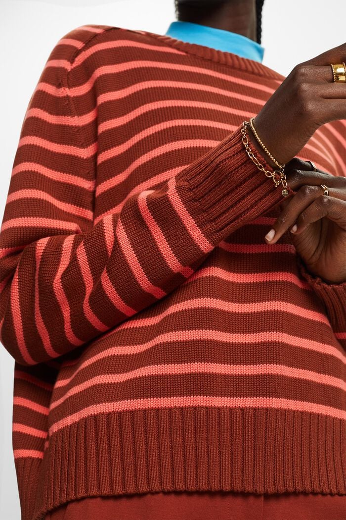 Striped jumpers, 100% cotton, RUST BROWN, detail image number 2