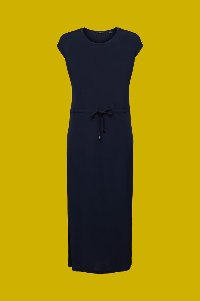 Drawstring Crepe Midi Dress, NAVY, detail image number 6