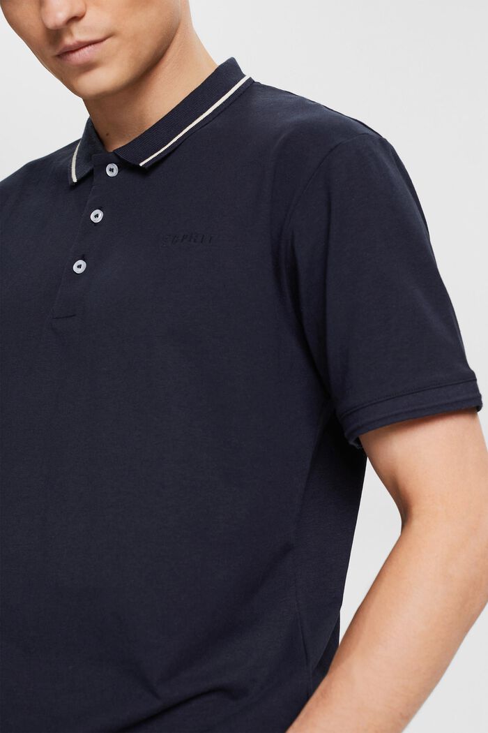 Linen blend: polo shirt with an embroidered logo