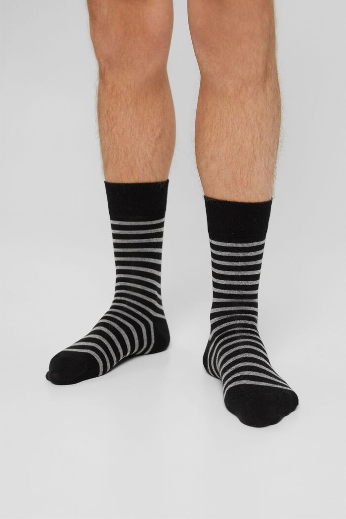 Double pack of socks made of blended organic cotton, BLACK, detail image number 2