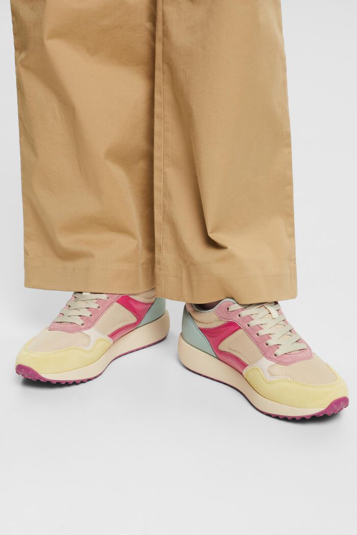 Lace-Up Sneakers, PASTEL YELLOW, detail image number 1