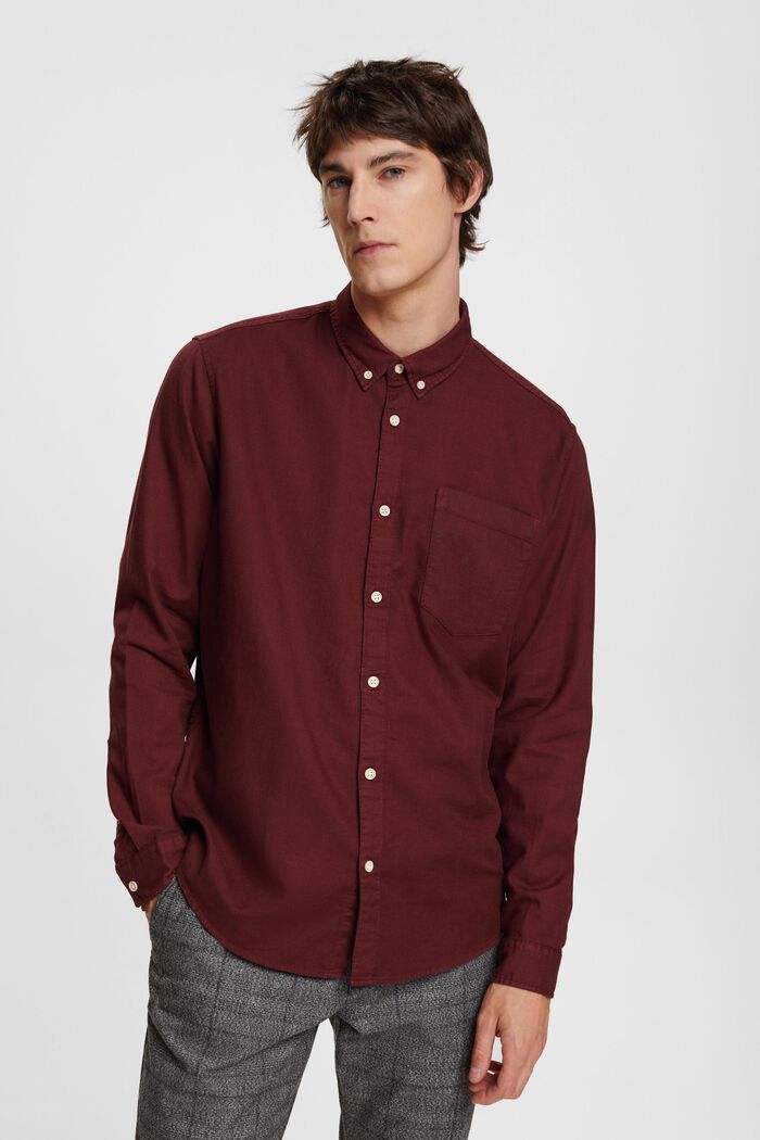 Button down cotton shirt, BORDEAUX RED, detail image number 0