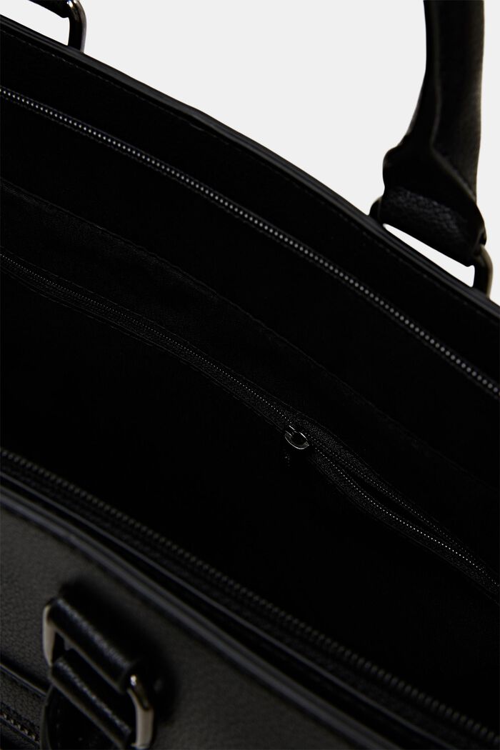 Faux leather tote bag, BLACK, detail image number 3