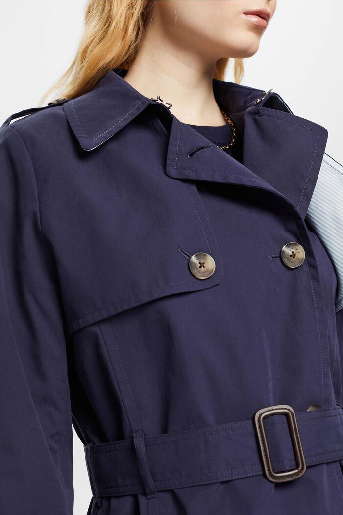 Short trench coat with belt, NAVY, detail image number 2