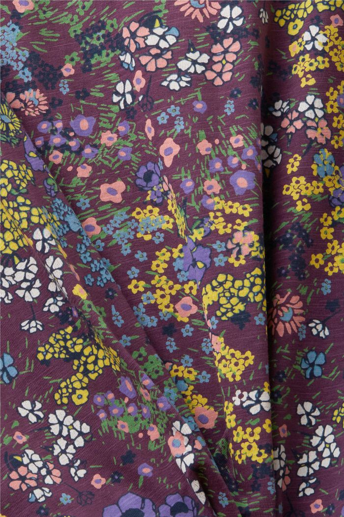 Cotton t-shirt with floral print, DARK PURPLE, detail image number 4