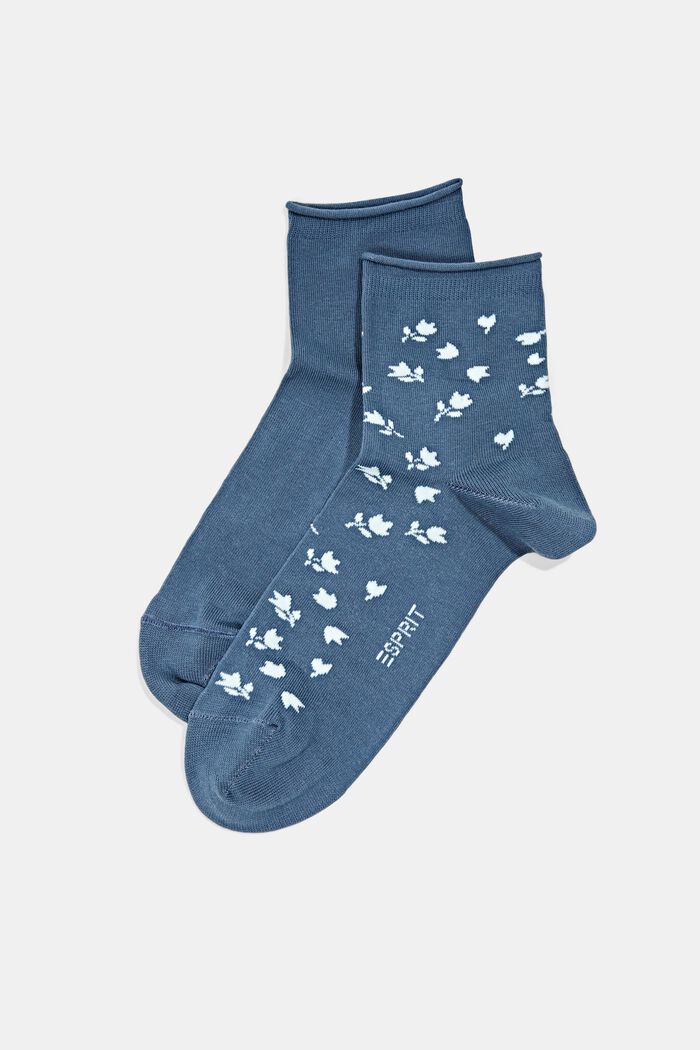 2-pack of short socks with floral pattern, VENICE NIGHT, detail image number 0