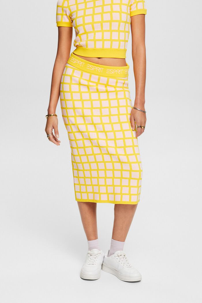Logo Jacquard Knit Midi Skirt, YELLOW, detail image number 0