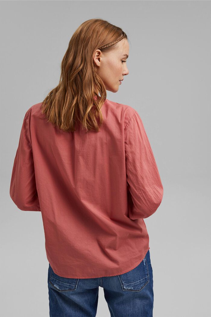 Blouse with 3/4-length sleeves, 100% cotton, CORAL, detail image number 3