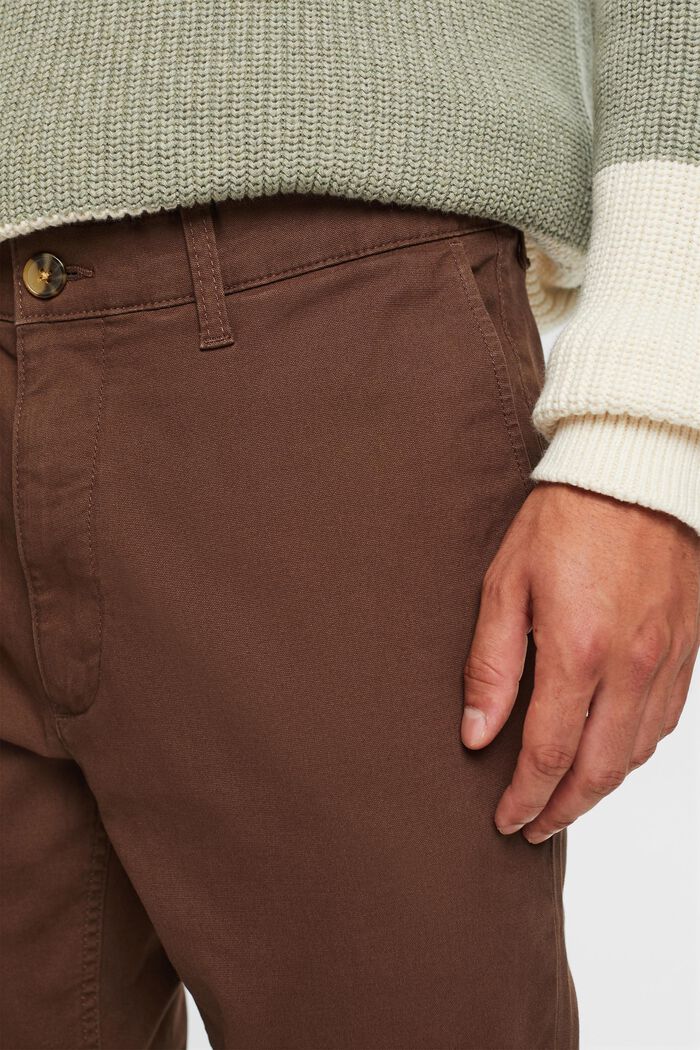 Chino trousers, stretch cotton, DARK BROWN, detail image number 2