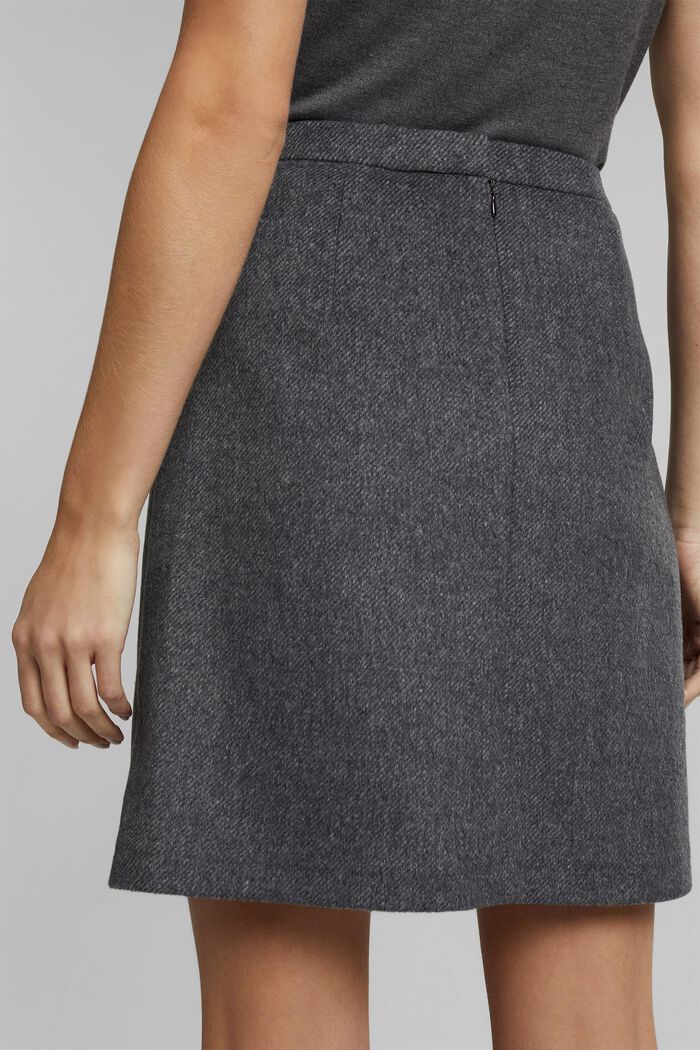 With wool: elegant A-line skirt, DARK GREY, detail image number 5