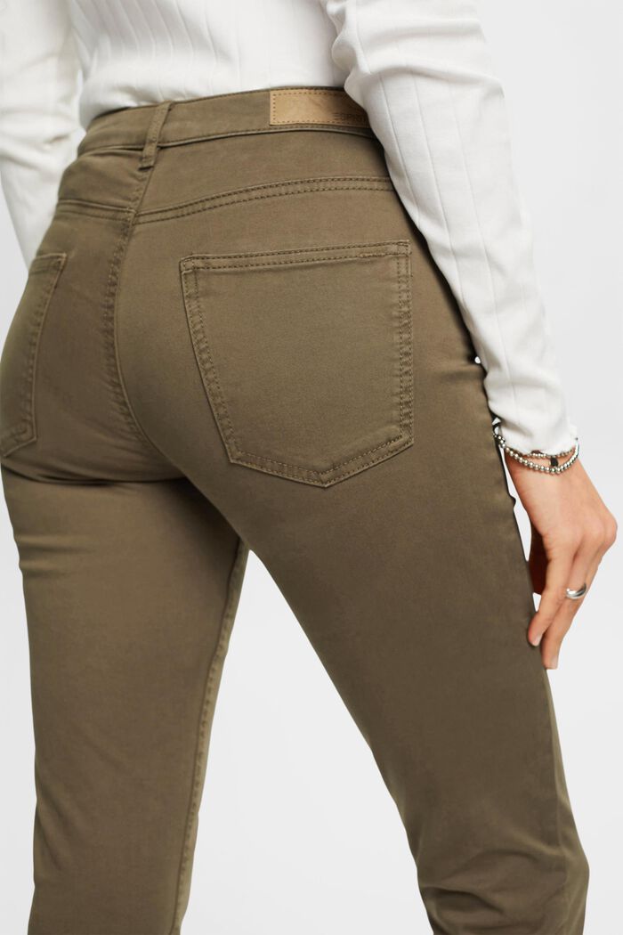 Mid-rise cropped leg stretch trousers, KHAKI GREEN, detail image number 4