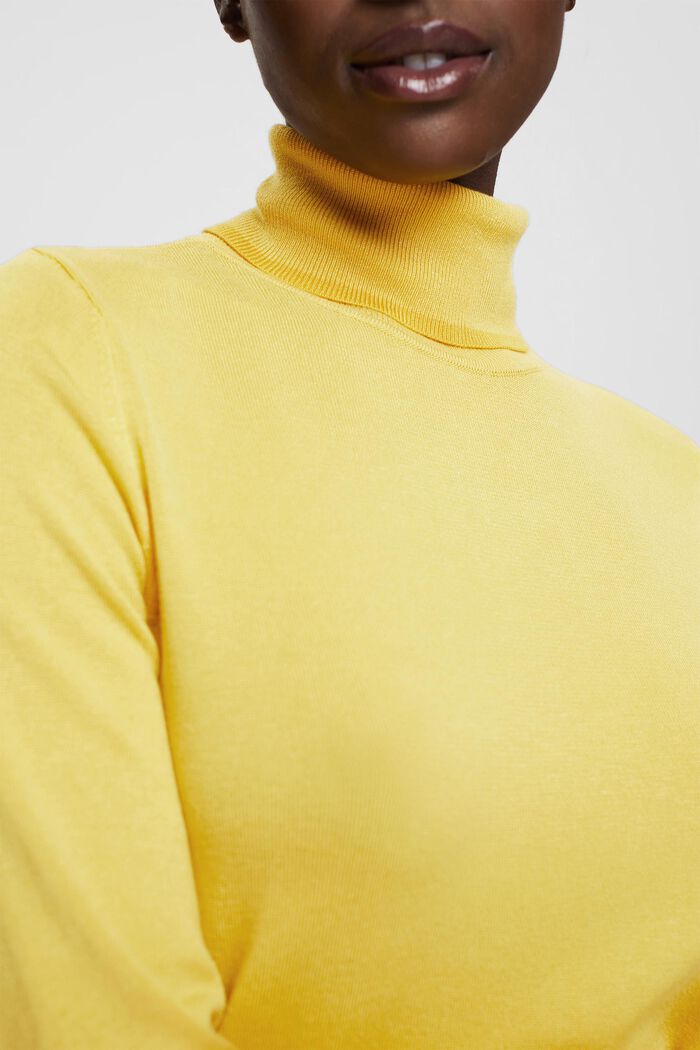 Knitted polo neck sweater, DUSTY YELLOW, detail image number 3