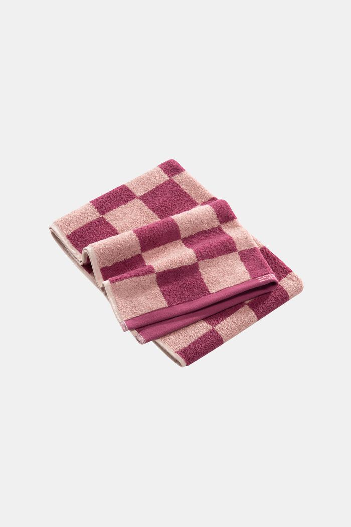 Chequered pattern towel, 100% cotton, BLACKBERRY, detail image number 0