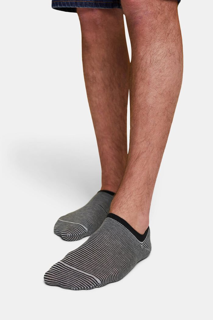 2-Pack Striped Ankle Socks, BLACK, detail image number 1