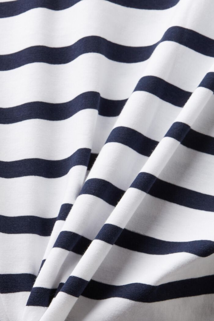 Striped V-Neck T-Shirt, WHITE, detail image number 4