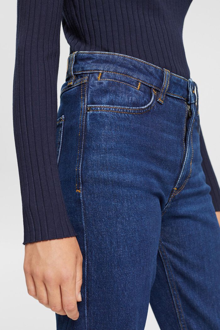 High Rise Straight Leg Jeans, BLUE DARK WASHED, detail image number 2