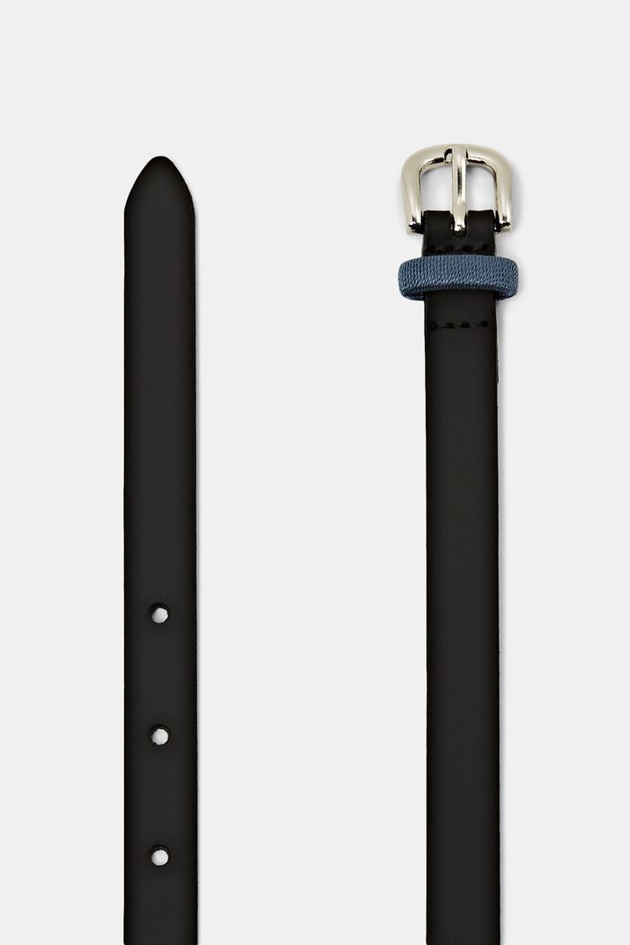 Slim leather belt, BLACK, detail image number 1