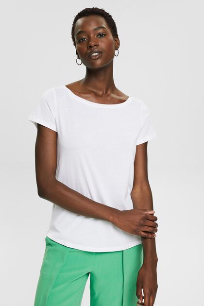 Double pack: basic T-shirt, organic cotton blend, WHITE, overview