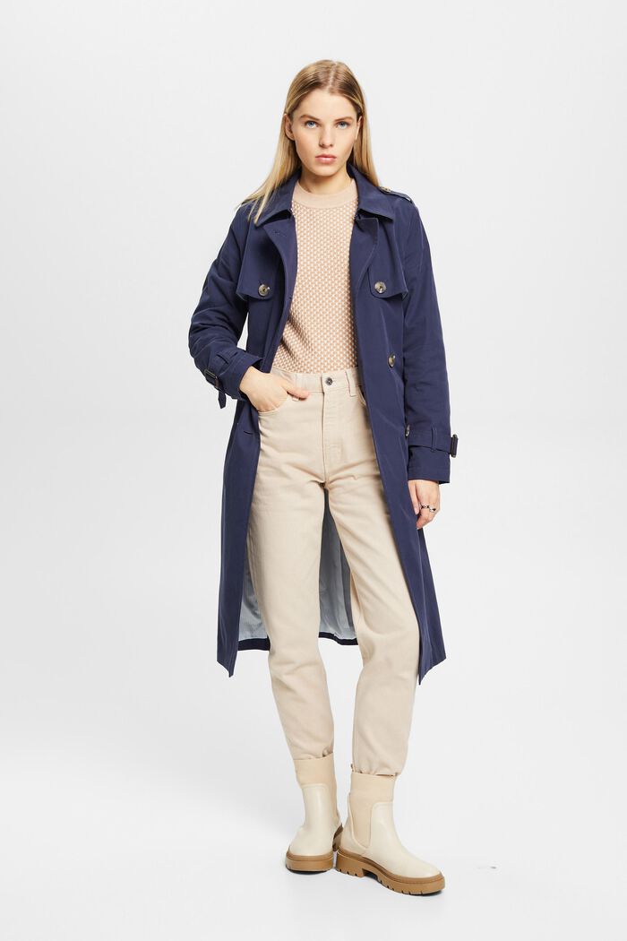 Double-breasted trench coat with belt, NAVY, detail image number 4