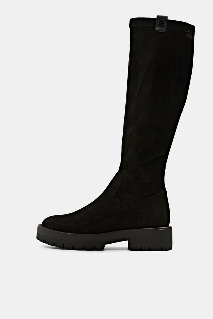 Knee-high boots in faux suede, BLACK, detail image number 0