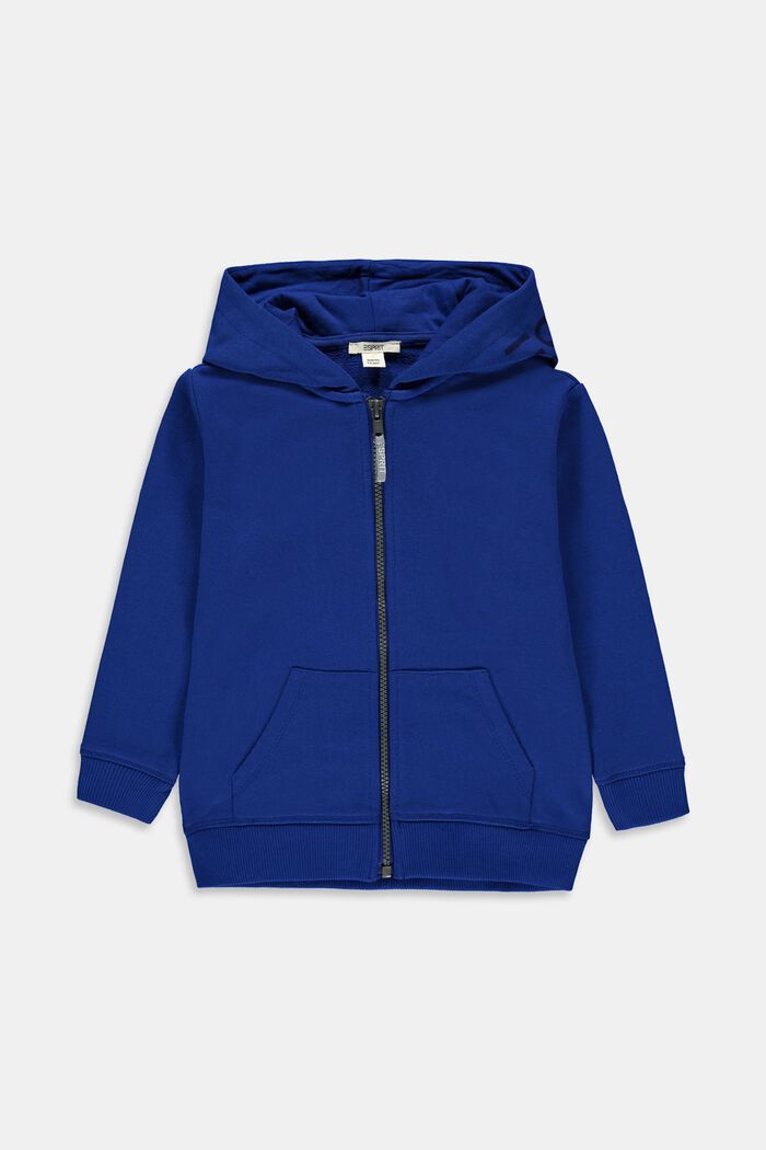 Zip-up hoodie with a logo print, 100% cotton, BRIGHT BLUE, detail image number 0