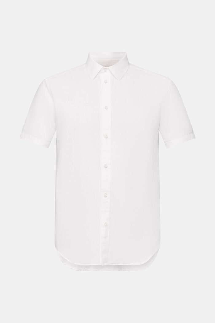 Linen-Cotton Short-Sleeve Shirt, WHITE, detail image number 6